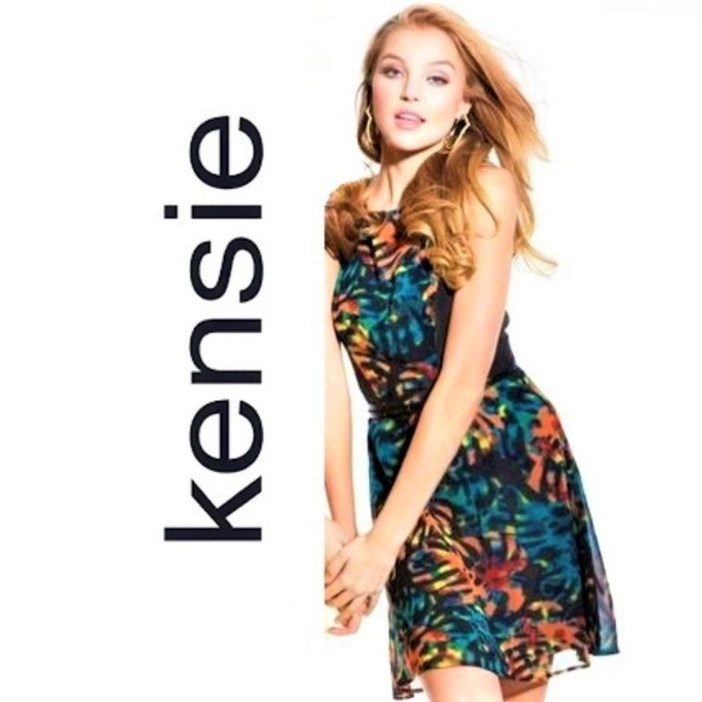 Kensie Tropical Palm Leaf Printed Dress